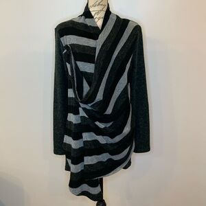 Anthropologie A’Reve tunic length striped sweater 2 piece look asymmetrical M